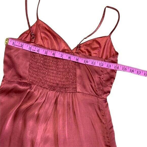 Pacsun LA Hearts copper satin asymmetrical button wrap romper coral jumpsuit XS - Picture 7 of 13